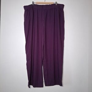 Pennington’s Pants Linen Blend Wide Leg   Purple Plus Size 3X